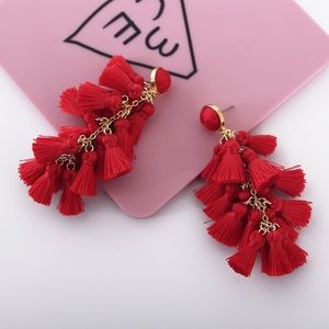 Red string earrings